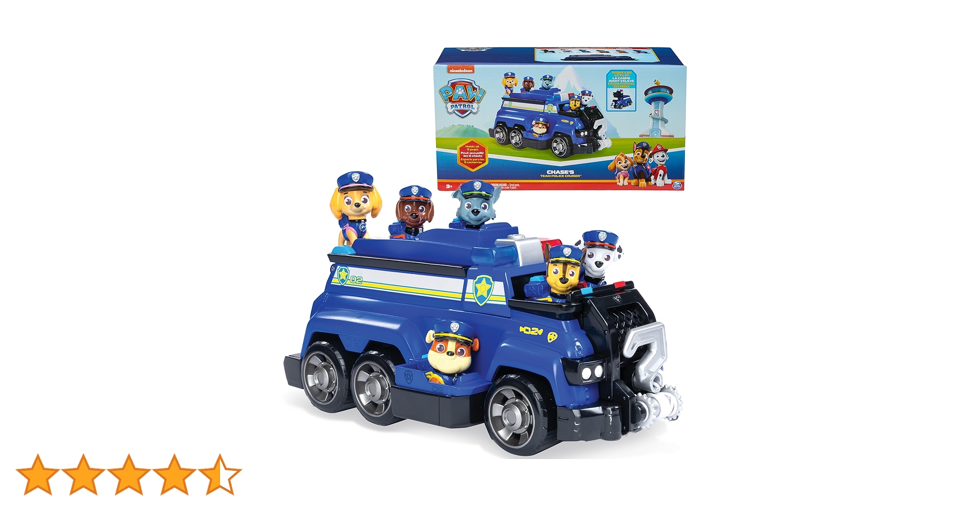 PAW PATROL チームポリスクルーザー フィギュア付き Amazon.com: PAW Patrol Team Cruiser, Large Scale Vehicle
